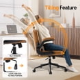 thumbnail image 4 of Ktaxon PU Office Desk Chair , Flip-Top Armrest Task Chair on Metal Star Base, Adjustable Height & Quiet Casters for Study Light Brown, 4 of 9