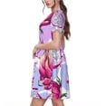 thumbnail image 2 of Fotbe Dragon Fruit Pattern Dress Casual Womens Fashion Short Sleeve Maxi Dress T Shirt Dress Striped Long Color Block Maxi Dress, 2 of 6