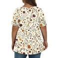 thumbnail image 4 of XADYUY Women Plus Size Tops Sexy Summer Short Sleeve Blouses Daisy Floral Graphic Tees V Neck Tunic Shirts Large Casual Clothes for Women,XL Light Brown, 4 of 4