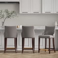 thumbnail image 2 of Shubert Counter Stool with Solid Wood Base in Dark Taupe - Set of 3, 2 of 7