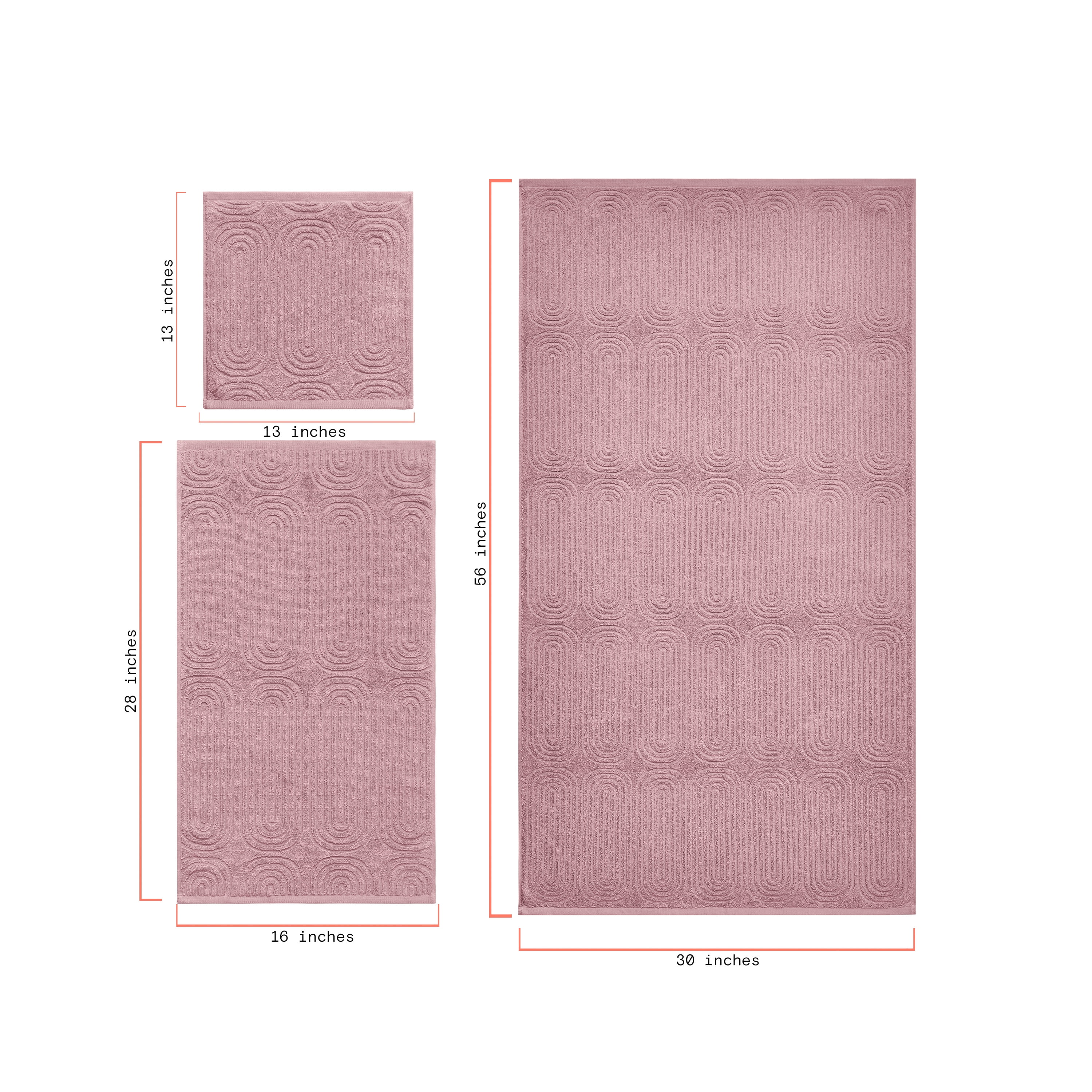Beautiful by Drew Barrymore Textured Washcloth, 100% Cotton, Rose Pink