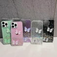 thumbnail image 4 of Compatible with iPhone 15 Pro Bling Case 3D Diamond Butterfly Case Luxury Sparkly Glitter Sequins Phone Cover for Women Girly Shiny Aesthetic Soft TPU Protective Shockproof Cover, Green, 4 of 11