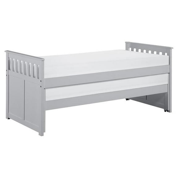 Pemberly Row 81.5" Transitional Wood Twin over Twin Bed in Gray