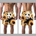 thumbnail image 3 of luoweisi Men's Beach Shorts Quick Dry Swim Trunks with Mesh Lining Panda Sunflower L, 3 of 5