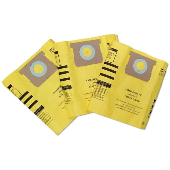 CASA VACUUMS replacement for Shop-Vac 5-8 Gallon HIGH EFFICIENCY Disposable Collection Bag CV9067100, replaces Genuine Part #'s Type H High Efficiency 9067100 & Type E 9066100, 3-Pack