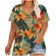 thumbnail image 1 of Camisetas Casuales de las Mujeres Más Tamaño V-Cuello Impresión Manga Corta Color Sólido Base de Verano Superior, Ligero para Diario, 1 of 9