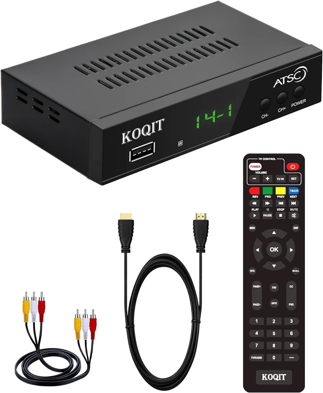Digital TV Converter Box, Free QAM ATSC Cable Tv Receiver OTA TV Tuner Digital Converter Box for TV Recording USB