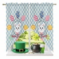 thumbnail image 2 of Swag Curtains Valances for Windows, Happy Easter Short Kitchen Window Curtains Over Sink, Cute Easter Bunny Eggs Cafe Curtains Panel Set Of 2,Rod Pocket, 36 Inches Length Blue Plaid, 2 of 9