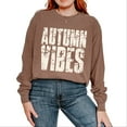 thumbnail image 5 of Autumn Vibes Block Distressed - Women's Garment Dyed Long Sleeve Graphic T-Shirt, 5 of 10