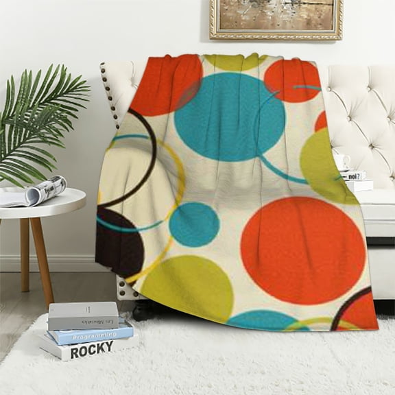 Pratyus Circles Colorful Pattern Postminimalism Print Throw Blanket Flannel Soft Couch Cover for Adults All Seasons Long-Lasting Blanket 40x50in