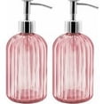thumbnail image 1 of Juego de 2 jaboneras de cristal, jabonera líquida de 400 ML con bomba, loción rellenable y jabonera (rosa), 1 of 5