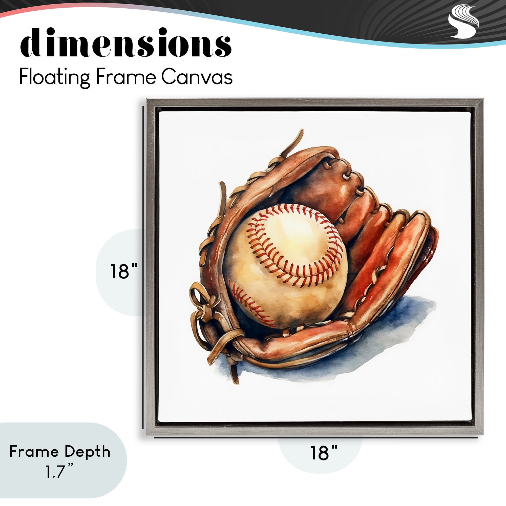 Stupell Industries Glove & Ball in Leather Gray Framed Floater Canvas Wall Art, design by Creative Studio
