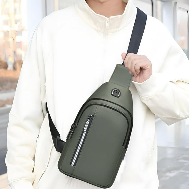 Bolso de pecho | Bolso bandolera pequeño para viajes, deportes y hombro | Mochila ligera y compacta de poliéster repelente al agua | Correas ajustables y panel trasero transpirable | Para ir al