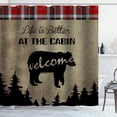 thumbnail image 2 of Black Bear Shower Curtain, Country Red Buffalo Plaid Check Pine Tree Woodland Animal Lodge Cabin Rustic Farmhouse Bathroom Decor, Fabric Shower Curtain, 72 X 72 Inch, Welcome, 2 of 5