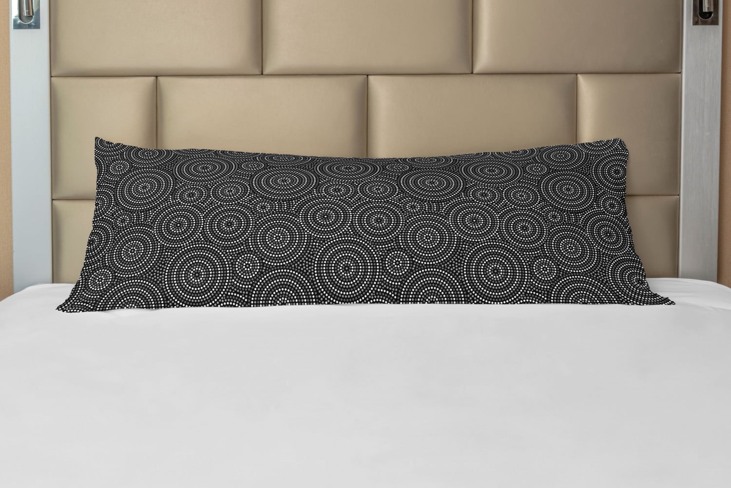 Black and White Body Pillow Case Cover with Zipper, Concentric Dotted