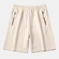 thumbnail image 2 of FRSASU Mens Sweat Shorts 7" Above Knee Workout Gym Shorts Lounge Shorts with Zipper Pockets Khaki, 2 of 6