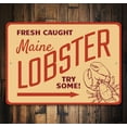 thumbnail image 1 of Fresh Caught Maine Lobster Novelty Sign, Metal Wall Decor - 10x14 inches, 1 of 4