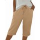 thumbnail image 3 of TaTaai Summer Solid Color Bermuda Shorts for Women High Waist Elastic Drawstring with Pockets Loose Fit Knee Length Casual 7/10 Shorts Daily Beach Wear Gift, 3 of 6