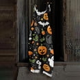thumbnail image 5 of Halloween Jumpsuits for Women, One Piece Sleeveless Pumpkin Print Rompers Pants, Adjustable Strap Baggy Overalls, Wide Leg Jumpsuit Baggy Harem Pants, Summer Fall Outfits, Green 3XL, 5 of 7