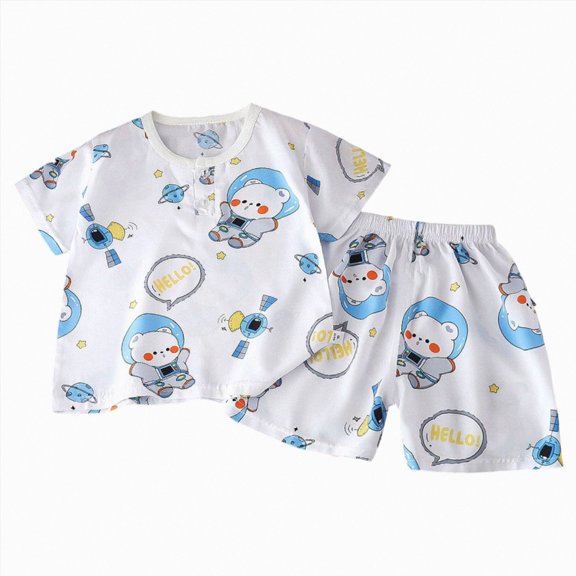 Nwiuh Toddler Baby Boys Clothes Set Button-Down Shirt Tops Cotton Linen Shorts Summer Outfit 2PCS with Pockets Blue (Blue, 7-8 Years)
