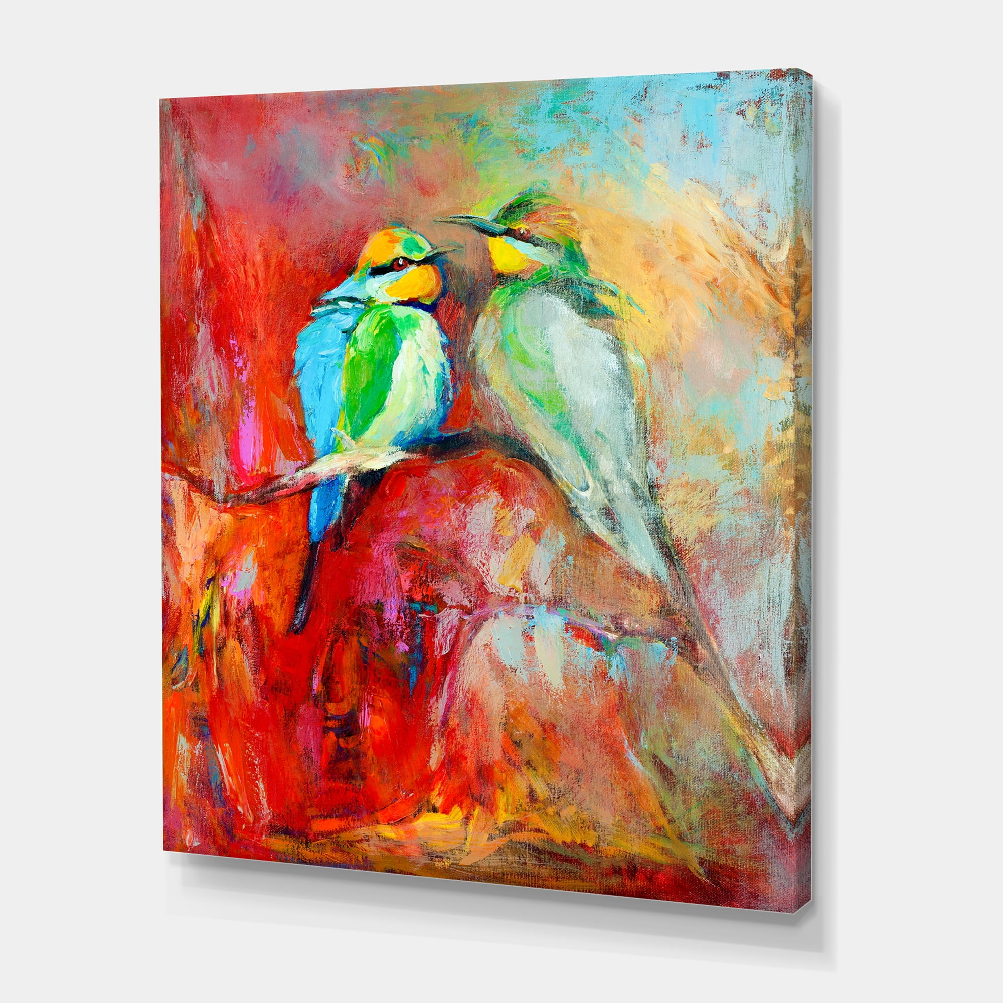 Designart ' Blue Tailed Bee Eaters Sitting On A Branch ' Nautical & Coastal Canvas Wall Art Print