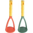 thumbnail image 1 of Queilt 2pcs Potato Masher Manual Masher Kitchen Masher Non-Scratch Nonstick Potato Pumpkin Ricer Smasher Kitchen Tools for Bean, Root Vegetables, Fruits, Baby Food, Avocado potato masher (Green+Orange, 1 of 4