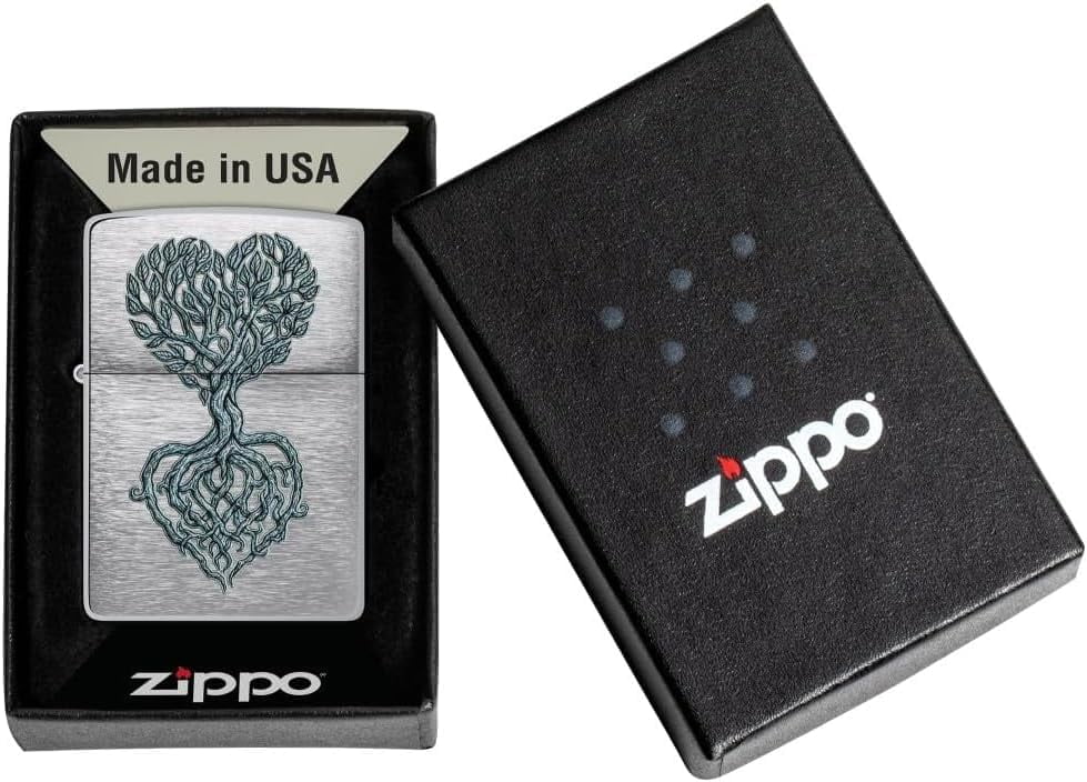 Zippo Lighter - Customize Message on Rooted in Love Brushed Chrome Pocket 46232
