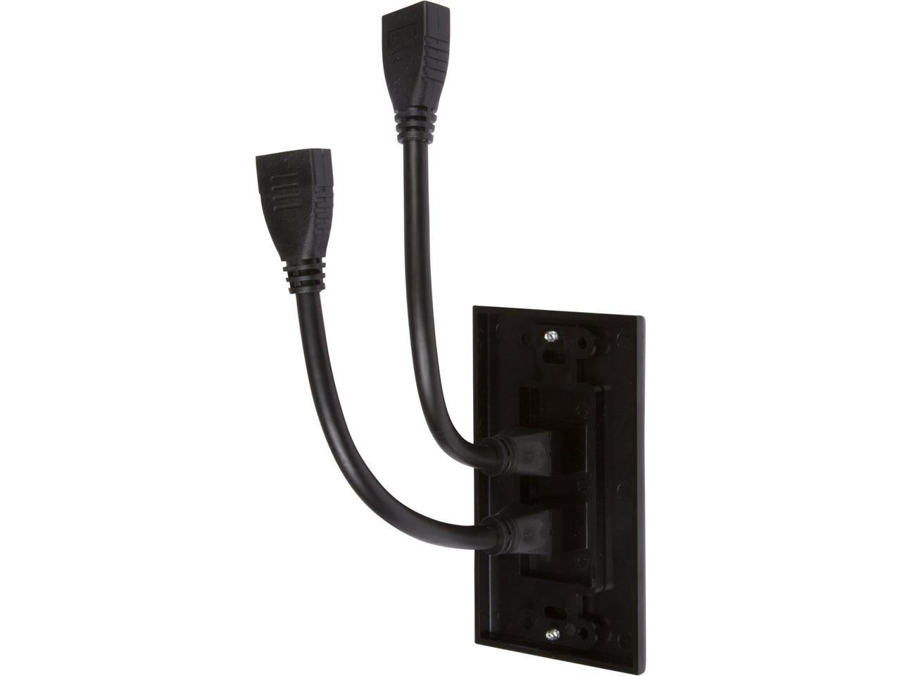 Buyer's Point HDMI Wall Plate[UL Listed] 2 Port Insert with 6-Inch Built-in Flexible Hi-Speed HDMI Cable with Ethernet Decora Style 2-Piece Pigtail Jack/Plug for Dual Outlet Port Pack of 1 Black Kit - image 5 of 6