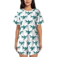 thumbnail image 1 of Fotbe Cartoon Shark Conjunto de Pijama Estampado para Mujer, 2 Piezas, Ropa de Dormir con Camiseta de Manga Corta y Shorts Suaves-4X-Large, 1 of 6