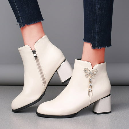 

TALKVE Heels Thermal Zipper Women s Boots Short High Fashion Shoes Breathable Retro Women s Boots