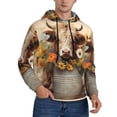thumbnail image 2 of Picia Bucket Flower Cow Pattern Casual Men's Hoodie - Lightweight Hooded Sweatshirt with Kangaroo Pocket, Comfortable Pullover for Everyday, Travel-Small, 2 of 7