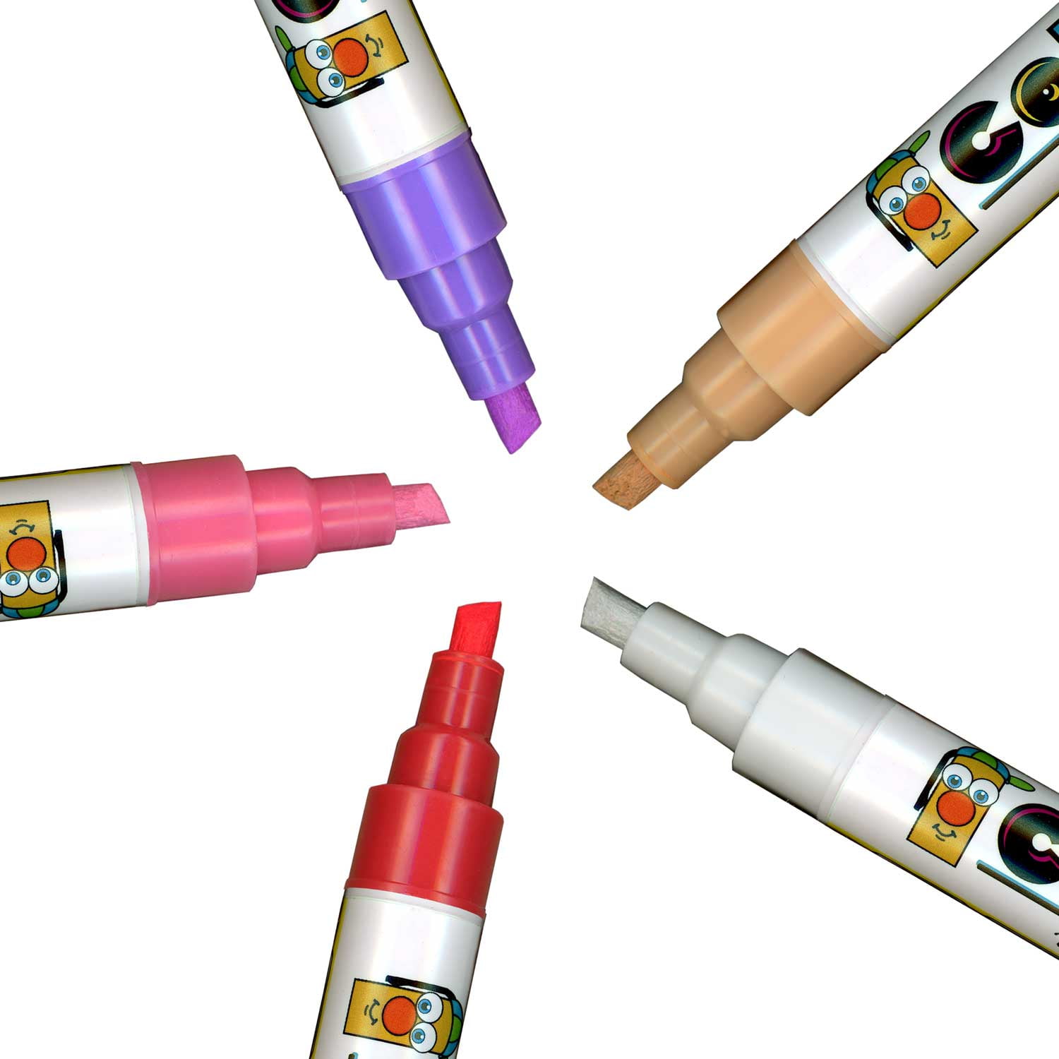 Cohas Liquid Chalk Wet Erase Markers, Bullet and Chisel Tip, 5 Flower