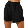thumbnail image 2 of FOCUSNORM Women Casual Cotton Elastic Waist Shorts Loose Lounge Shorts with Pockets, 2 of 6
