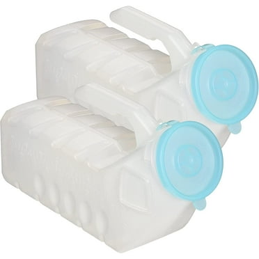 MedVance- Urinals for Men 1000ml with Glow in The Dark Spill Proof Pop Cap Lid, Plastic Pee Bottles for Men, Male Urinals, Pee Container Men, Portable Urinal for Car, Elderly & Incontinence (2 Pack)
