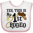 thumbnail image 3 of Inktastic Yes, This is My 1st Rodeo Cowboy Hat with Pink Band, Lasso Girls Baby Bib, 3 of 4