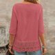 thumbnail image 4 of Camisas Y Tops de Verano de Mujer Estilo Bosque Francés Camisa de Bordado Hueco Cuello Redondo de Poliéster Camisas de Manga Corta para Mujeres Verano, 4 of 7