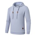 thumbnail image 3 of Weilanxin Mens Hooded Sweatshirt Casual Long Sleeve Drawstring Waffle Knit Pullover Hoodies Gray M, 3 of 8