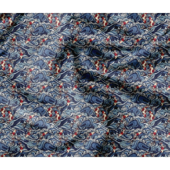 Soimoi Heavyweight Cotton Canvas Fabric Material- 56 Inch Wide, Blue- Abstract Print, Ideal For Making Durable Tote Bags, Backpacks, Upholstery, Cushions, Tents, Furniture Covers, 1 Yard