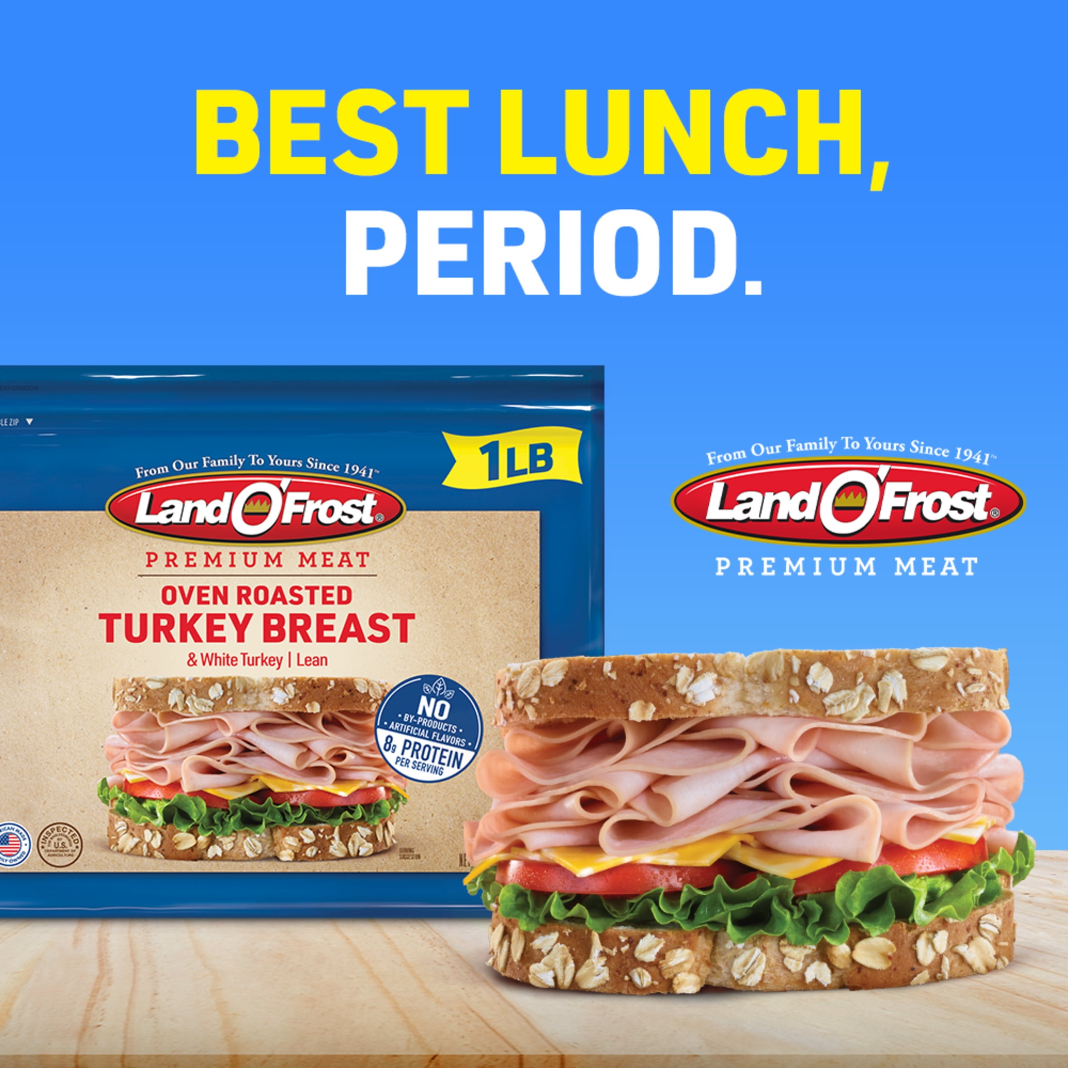 Land O'Frost Premium Sandwich Sliced Fresh Deli Lunch Meat, Oven Roasted Turkey Breast, 1 lb Resealable Pouch
