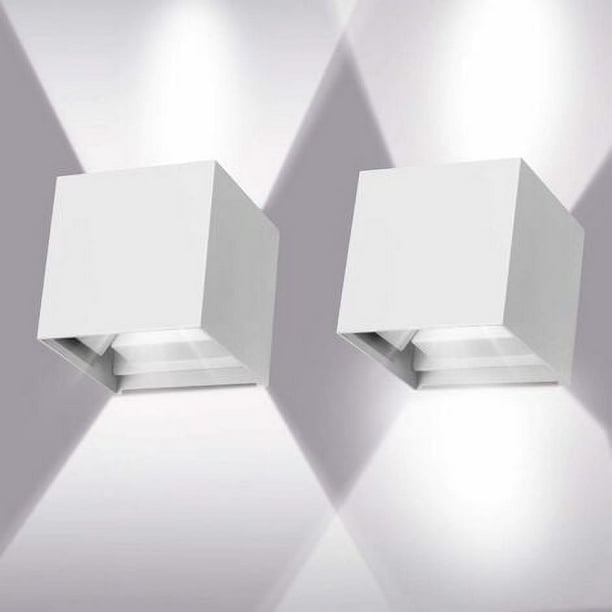 Dinheiro Juego de 2 lámparas de pared LED de 12 W para dormitorio, interior moderno, lámpara ajustable con diseño arriba y abajo, lámparas de aluminio, lámpara de pared LED blanca para dormitorio,