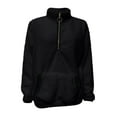 thumbnail image 6 of Women's Mock Neck Quarter Zip Fleece Sweatshirt, Soft Plush Pullover with Front Pockets, Cozy Winter Sweater for Cold Weather, Casual Daily Wear and Holiday Gatherings Black L, 6 of 6