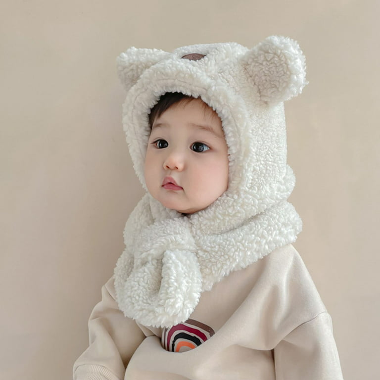 2 In 1 Lovely Appearance Warm Children Hat Cartoon Bear Ear Plush