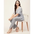 thumbnail image 5 of Moomaya Women Printed Summer Tunic Top V Neck Button Down Flutter Elbow Sleeves Flared Top, 5 of 8