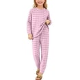 thumbnail image 2 of JOANKDMI Two Piece Pj Sets Toddler Girls Long Sleeve Soft Plaid Sleepwear Outfits Comfy Loungewear Pjs with Grid Pants Elastic Waist Casual Nightwear Fall Winter Clothes for Kids, 2 of 6