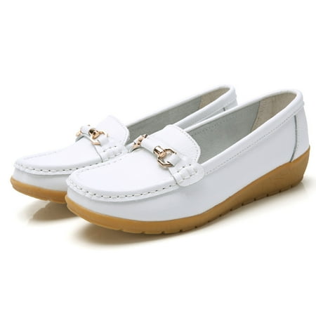 

Women‘s Flat Loafers Chain Decor Faux Leather Slip-on Loafers