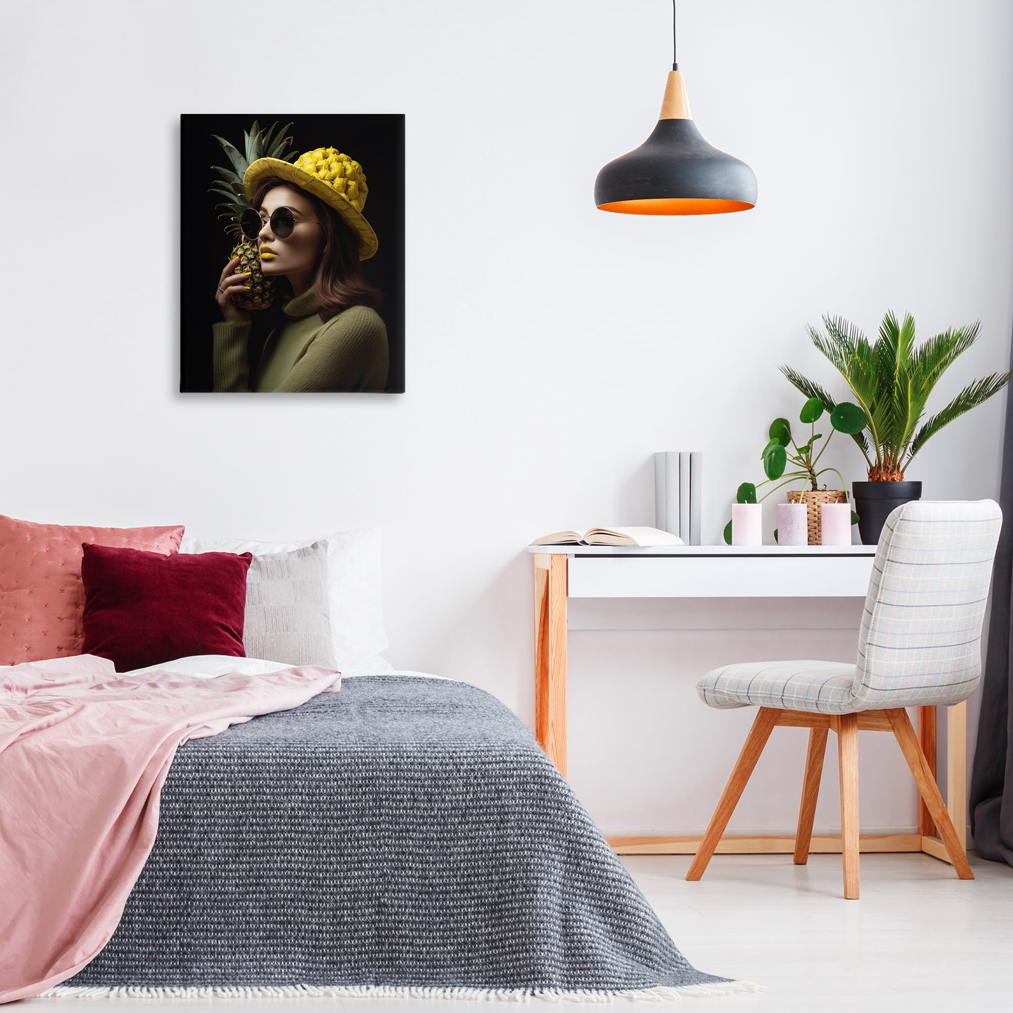 Stupell Industries Chic Tropical Woman Novelty Painting Gallery Wrapped Canvas Art Print Wall Art, 24 x 30