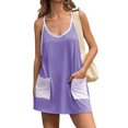 thumbnail image 4 of NMMUED Two Piece Sets for Women Womens Short Sets Tank Top and Shorts Set Women Summer Outfits for Women Matching Sets Women Clothing, Purple XXL, 4 of 5