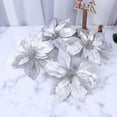 thumbnail image 5 of Arborister 25cm Silver Christmas Poinsettia Xmas Decorative Glitter Realistic Poinsettia Tree Hanging Floral Poinsettia Ornament for Holiday Party 4pcs, 5 of 10