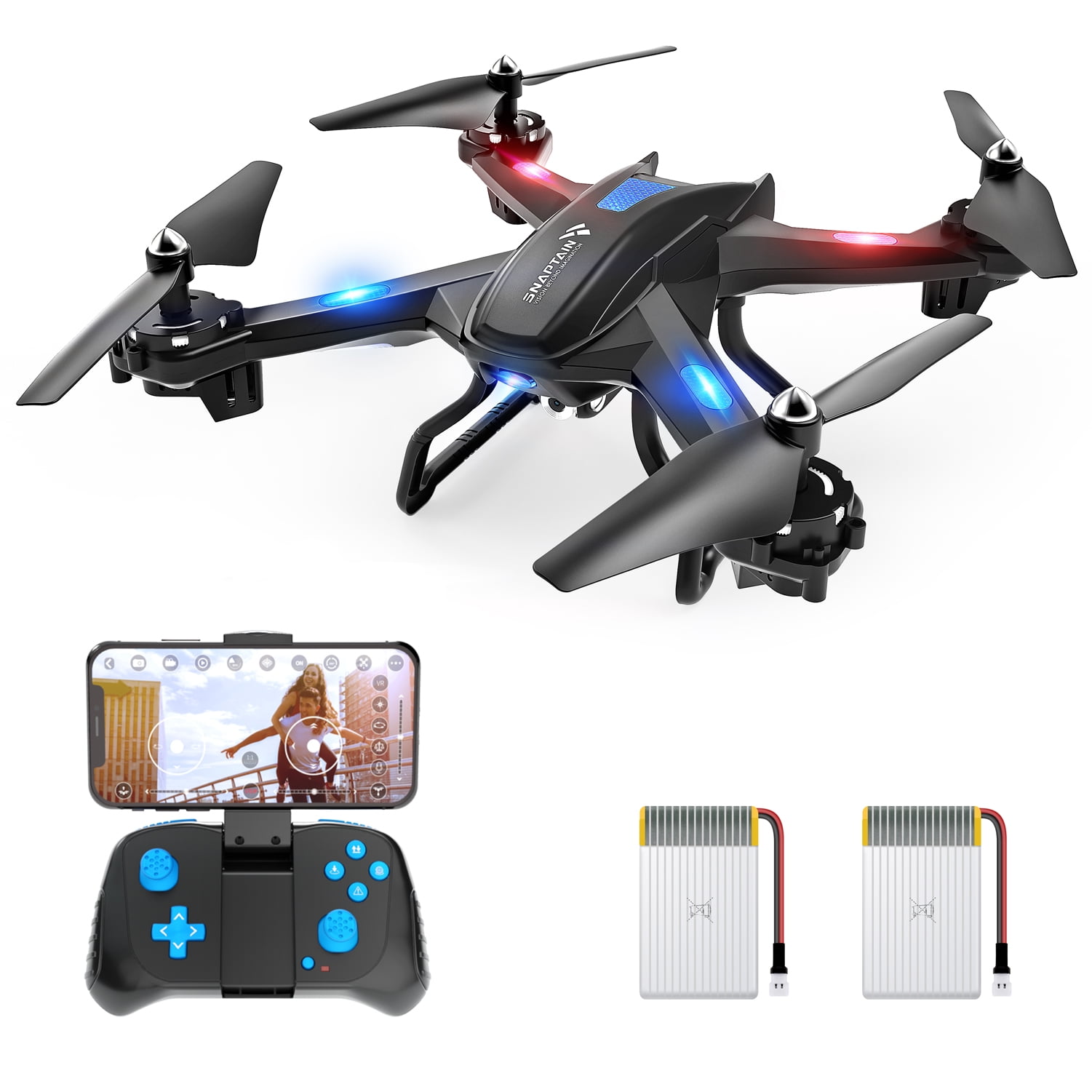 Compatible w/VR Headset TOPVISION WiFi FPV Drone with 720P HD Camera & 480P Bottom Camera Wide-Angle Live Video RC Quadcopter with Altitude Hold One Key Take Off/Landing 