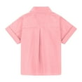 thumbnail image 5 of XADYUY Button Down Shirts for Girls Short Sleeve Collared Cotton Linen Girls Blouses Summer Trendy Side Split Girls Spring Tops 9-10 Years Pink, 5 of 6